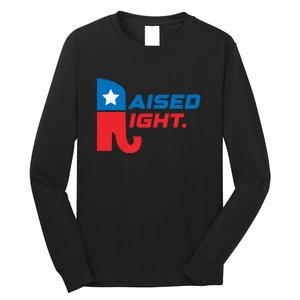 Raised Right Republican Elephant Retro Style Distressed Gift Long Sleeve Shirt