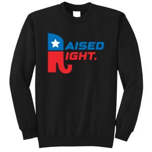 Raised Right Republican Elephant Retro Style Distressed Gift Sweatshirt