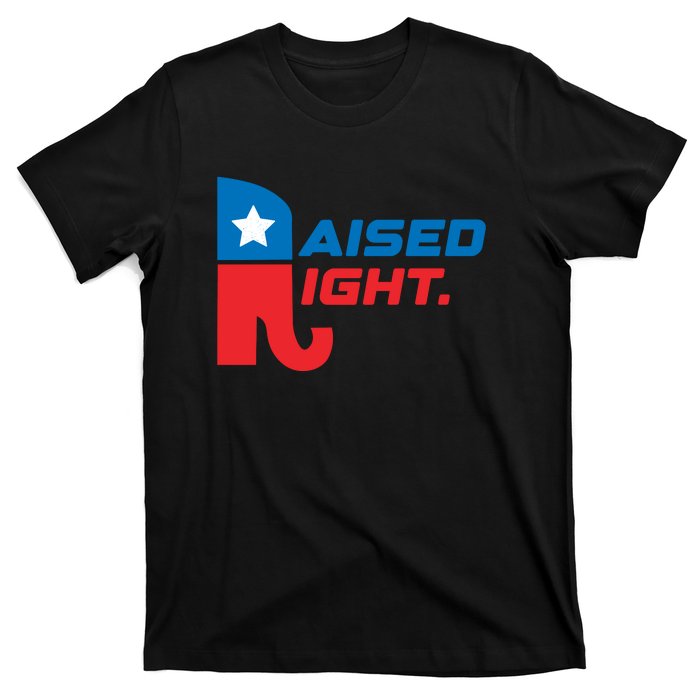 Raised Right Republican Elephant Retro Style Distressed Gift T-Shirt