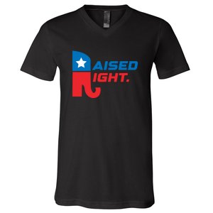 Raised Right Republican Elephant Retro Style Distressed Gift V-Neck T-Shirt