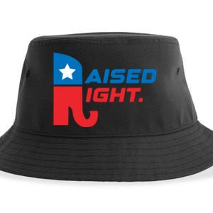 Raised Right Republican Elephant Retro Style Distressed Gift Sustainable Bucket Hat