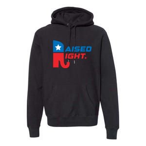 Raised Right Republican Elephant Retro Style Distressed Gift Premium Hoodie