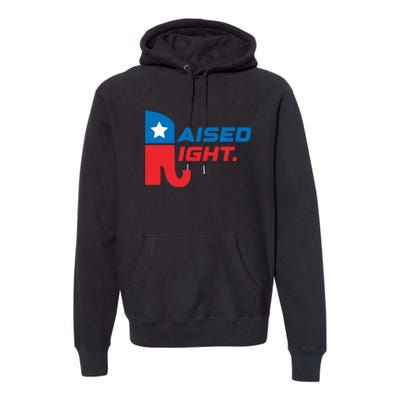 Raised Right Republican Elephant Retro Style Distressed Gift Premium Hoodie