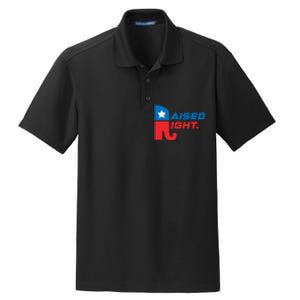 Raised Right Republican Elephant Retro Style Distressed Gift Dry Zone Grid Polo