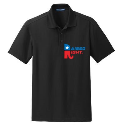 Raised Right Republican Elephant Retro Style Distressed Gift Dry Zone Grid Polo