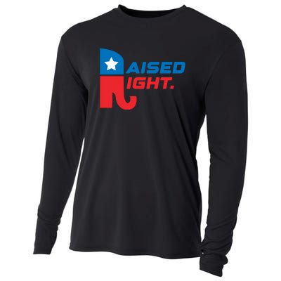 Raised Right Republican Elephant Retro Style Distressed Gift Cooling Performance Long Sleeve Crew