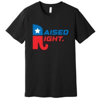 Raised Right Republican Elephant Retro Style Distressed Gift Premium T-Shirt