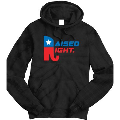 Raised Right Republican Elephant Retro Style Distressed Gift Tie Dye Hoodie