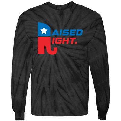 Raised Right Republican Elephant Retro Style Distressed Gift Tie-Dye Long Sleeve Shirt