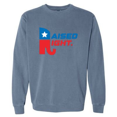 Raised Right Republican Elephant Retro Style Distressed Gift Garment-Dyed Sweatshirt