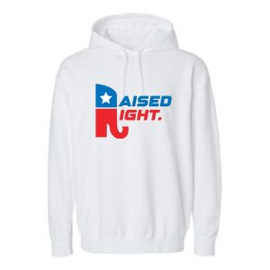 Raised Right Republican Elephant Retro Style Distressed Gift Garment-Dyed Fleece Hoodie