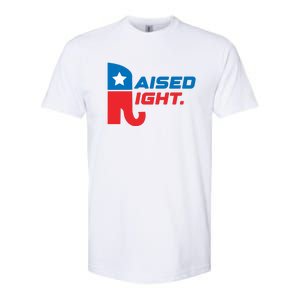 Raised Right Republican Elephant Retro Style Distressed Gift Softstyle CVC T-Shirt