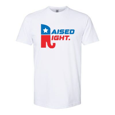 Raised Right Republican Elephant Retro Style Distressed Gift Softstyle CVC T-Shirt