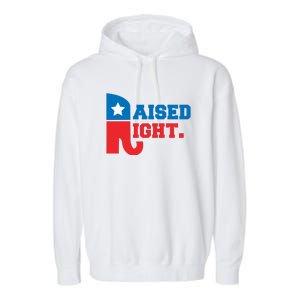 Raised Right Republican Elephant Retro Style Distressed Gift Garment-Dyed Fleece Hoodie