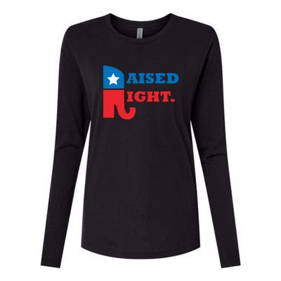 Raised Right Republican Elephant Retro Style Distressed Gift Womens Cotton Relaxed Long Sleeve T-Shirt