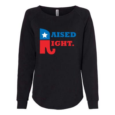 Raised Right Republican Elephant Retro Style Distressed Gift Womens California Wash Sweatshirt