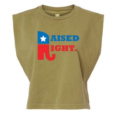 Raised Right Republican Elephant Retro Style Distressed Gift Garment-Dyed Women's Muscle Tee