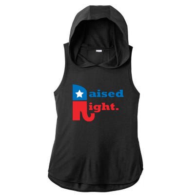 Raised Right Republican Elephant Retro Style Distressed Gift Ladies PosiCharge Tri-Blend Wicking Draft Hoodie Tank