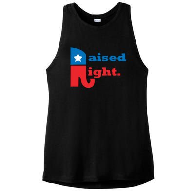 Raised Right Republican Elephant Retro Style Distressed Gift Ladies PosiCharge Tri-Blend Wicking Tank