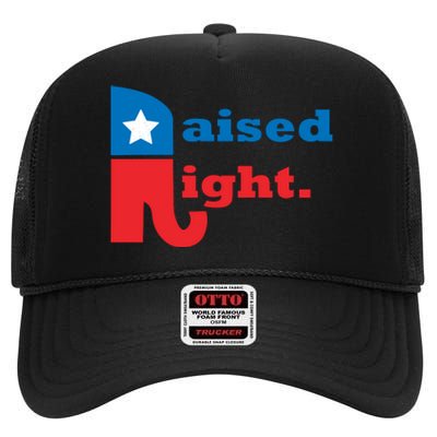 Raised Right Republican Elephant Retro Style Distressed Gift High Crown Mesh Back Trucker Hat