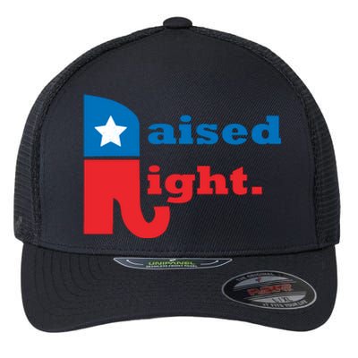 Raised Right Republican Elephant Retro Style Distressed Gift Flexfit Unipanel Trucker Cap