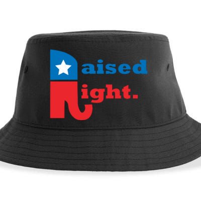 Raised Right Republican Elephant Retro Style Distressed Gift Sustainable Bucket Hat