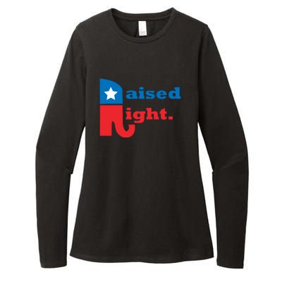 Raised Right Republican Elephant Retro Style Distressed Gift Womens CVC Long Sleeve Shirt