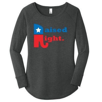 Raised Right Republican Elephant Retro Style Distressed Gift Women's Perfect Tri Tunic Long Sleeve Shirt