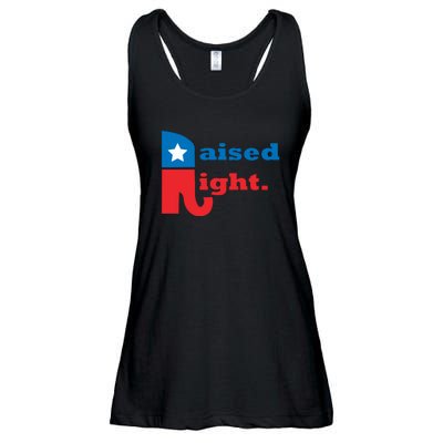 Raised Right Republican Elephant Retro Style Distressed Gift Ladies Essential Flowy Tank