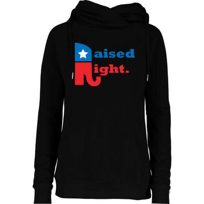 Raised Right Republican Elephant Retro Style Distressed Gift Womens Funnel Neck Pullover Hood