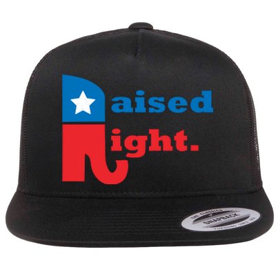 Raised Right Republican Elephant Retro Style Distressed Gift Flat Bill Trucker Hat