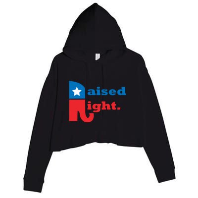 Raised Right Republican Elephant Retro Style Distressed Gift Crop Fleece Hoodie