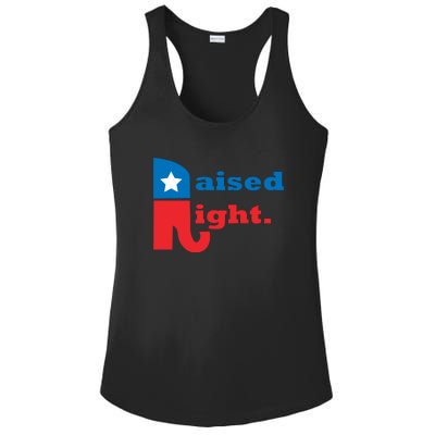 Raised Right Republican Elephant Retro Style Distressed Gift Ladies PosiCharge Competitor Racerback Tank