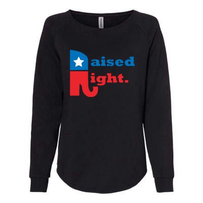 Raised Right Republican Elephant Retro Style Distressed Gift Womens California Wash Sweatshirt