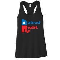 Raised Right Republican Elephant Retro Style Distressed Gift Women's Racerback Tank