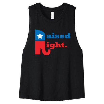 Raised Right Republican Elephant Retro Style Distressed Gift Women's Racerback Cropped Tank