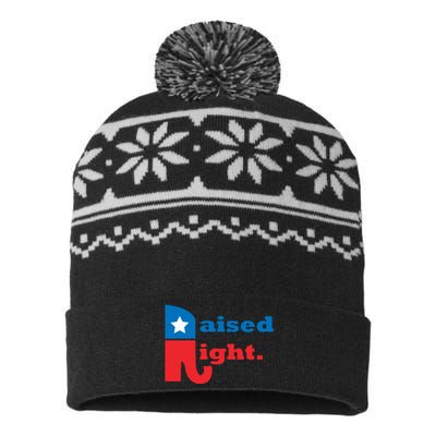 Raised Right Republican Elephant Retro Style Distressed Gift USA-Made Snowflake Beanie