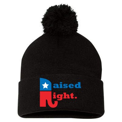 Raised Right Republican Elephant Retro Style Distressed Gift Pom Pom 12in Knit Beanie