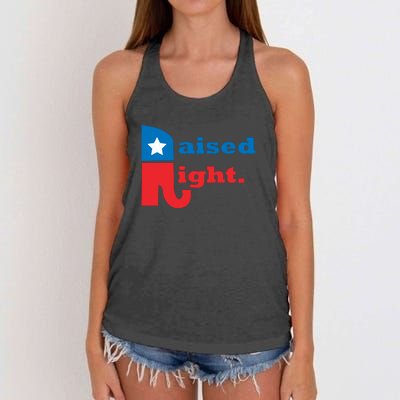 Raised Right Republican Elephant Retro Style Distressed Gift Women's Knotted Racerback Tank