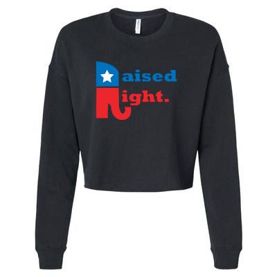 Raised Right Republican Elephant Retro Style Distressed Gift Cropped Pullover Crew