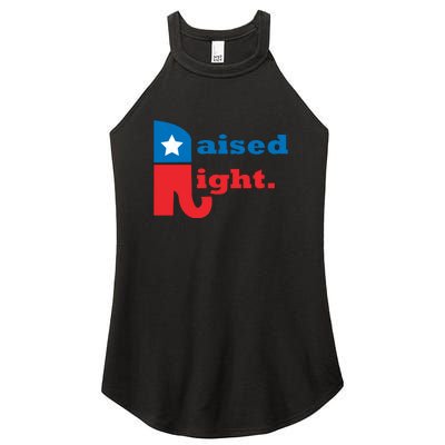 Raised Right Republican Elephant Retro Style Distressed Gift Women's Perfect Tri Rocker Tank