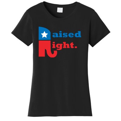 Raised Right Republican Elephant Retro Style Distressed Gift Women's T-Shirt