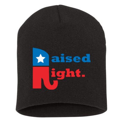 Raised Right Republican Elephant Retro Style Distressed Gift Short Acrylic Beanie