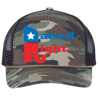 Raised Right Republican Elephant Retro Style Distressed Gift Retro Rope Trucker Hat Cap