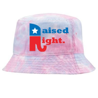 Raised Right Republican Elephant Retro Style Distressed Gift Tie-Dyed Bucket Hat