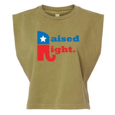 Raised Right Republican Elephant Retro Style Distressed Gift Garment-Dyed Women's Muscle Tee