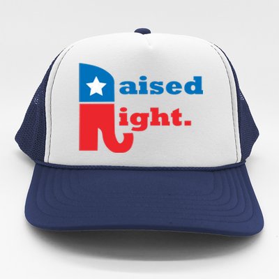 Raised Right Republican Elephant Retro Style Distressed Gift Trucker Hat