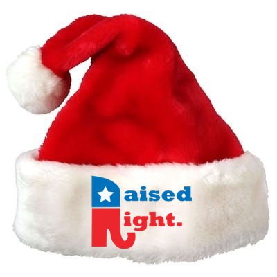 Raised Right Republican Elephant Retro Style Distressed Gift Premium Christmas Santa Hat