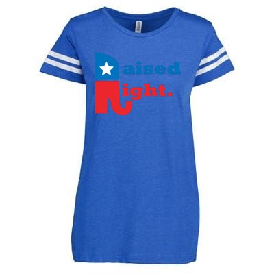 Raised Right Republican Elephant Retro Style Distressed Gift Enza Ladies Jersey Football T-Shirt