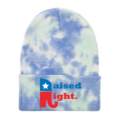 Raised Right Republican Elephant Retro Style Distressed Gift Tie Dye 12in Knit Beanie